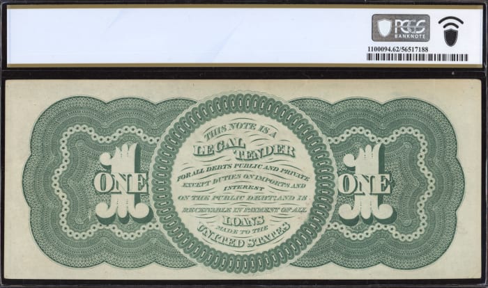 1862 $1 Legal Tender Reverse Image