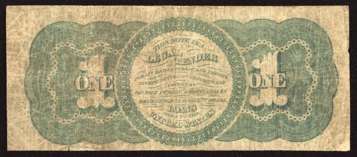 1862 $1 Legal Tender Reverse Image