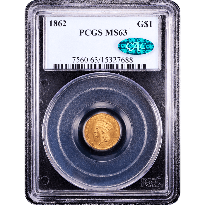 1862 Gold Dollar ($1) Obverse Slab Image