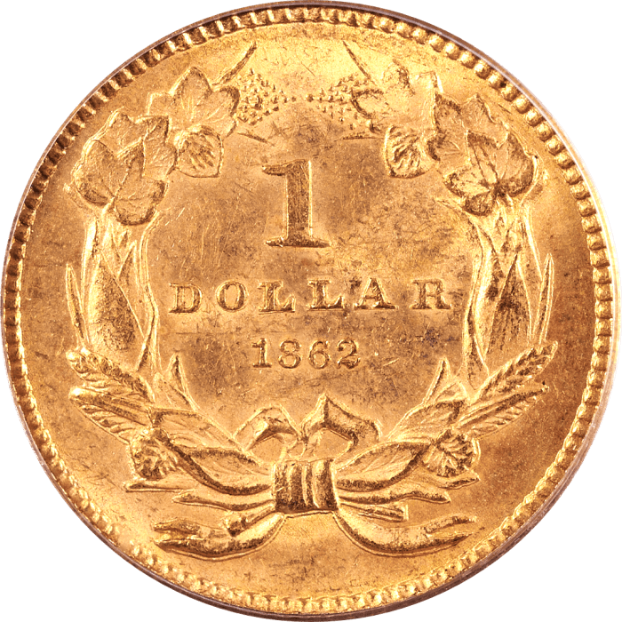 1862 Gold Dollar ($1) Reverse Image