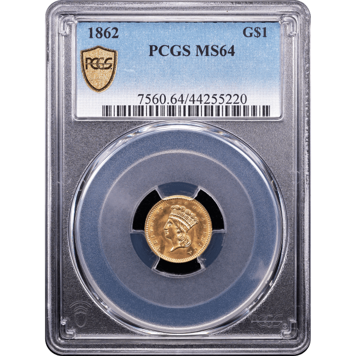 1862 Gold Dollar (G$1) Obverse Slab Image