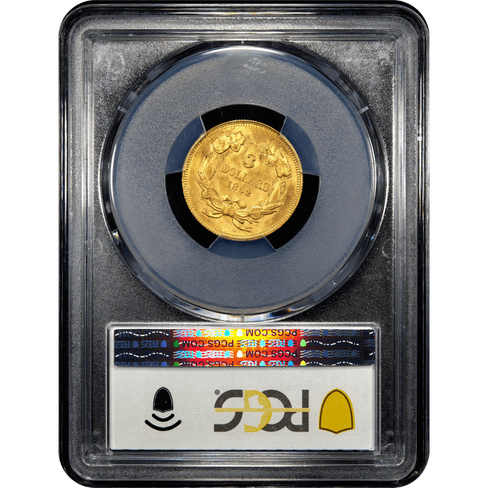 1862 Gold Three Dollars ($3) Reverse Slab Image