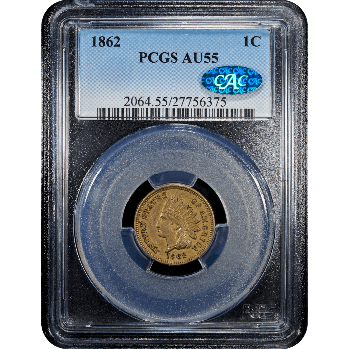 1862 Indian Cent (1c) SLAB Image