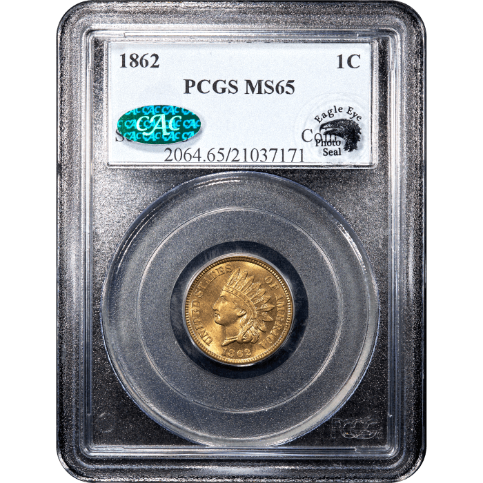 1862 Indian Cent (1c) SLAB Image