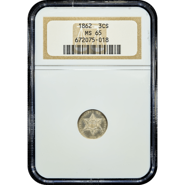 1862 Three Cent Silver (3CS) SLAB Image