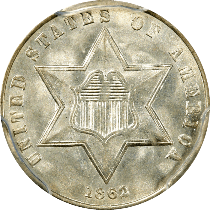 1862 Three Cent Silver (3CS) OBVERSE Image