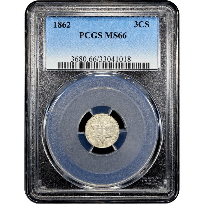 1862 Three Cent Silver (3CS) Obverse Slab Image