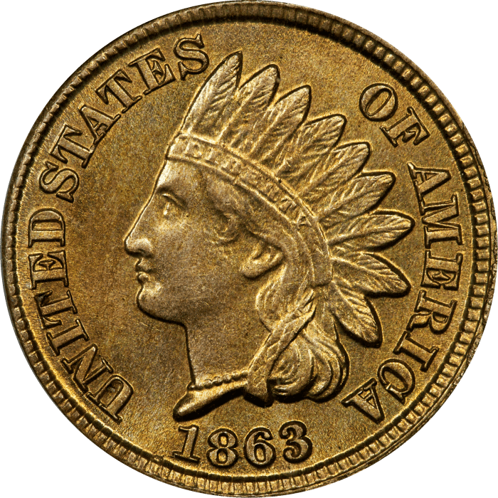 1863 Indian Cent (1c) OGH OBVERSE Image