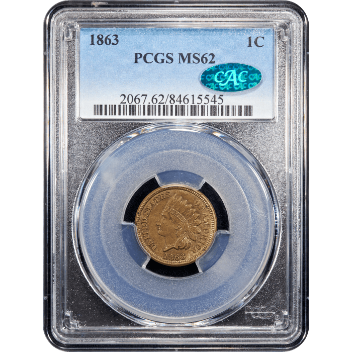 1863 Indian Cent (1c) Obverse Slab Image