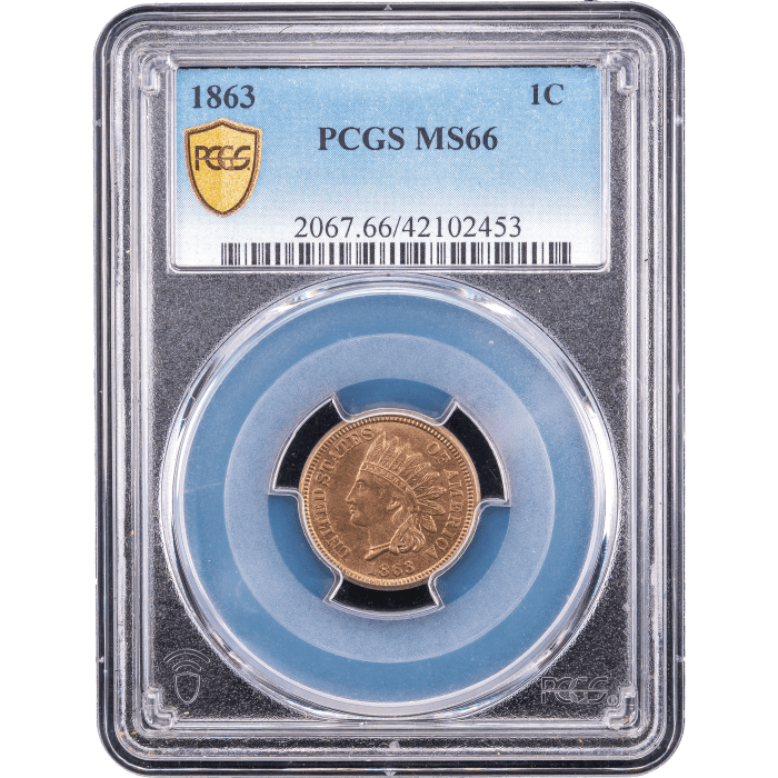 1863 Indian Cent (1c) Obverse Slab Image