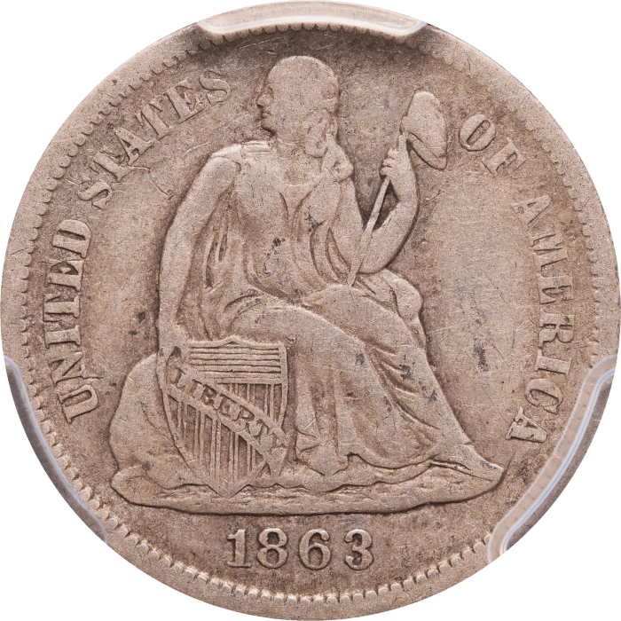 1863-S Seated Liberty Dime (10c) Obverse Image