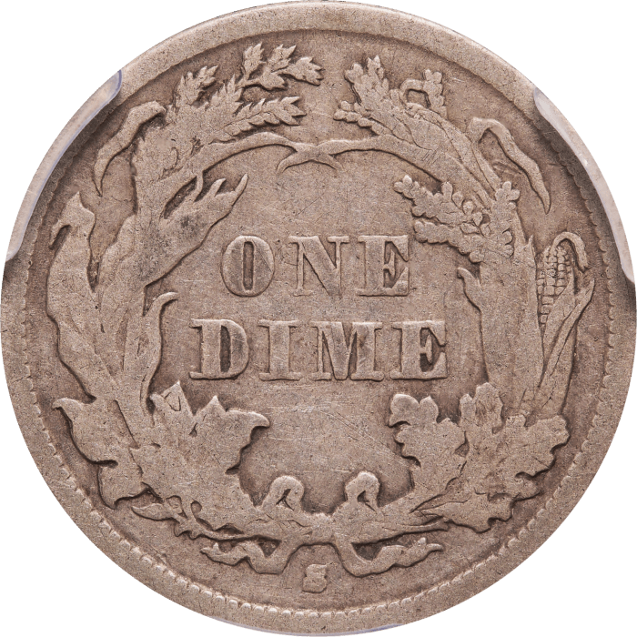 1863-S Seated Liberty Dime (10c) REVERSE Image