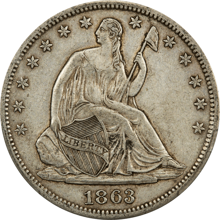 1863-S Seated Liberty Half Dollar (50c) Obverse Image
