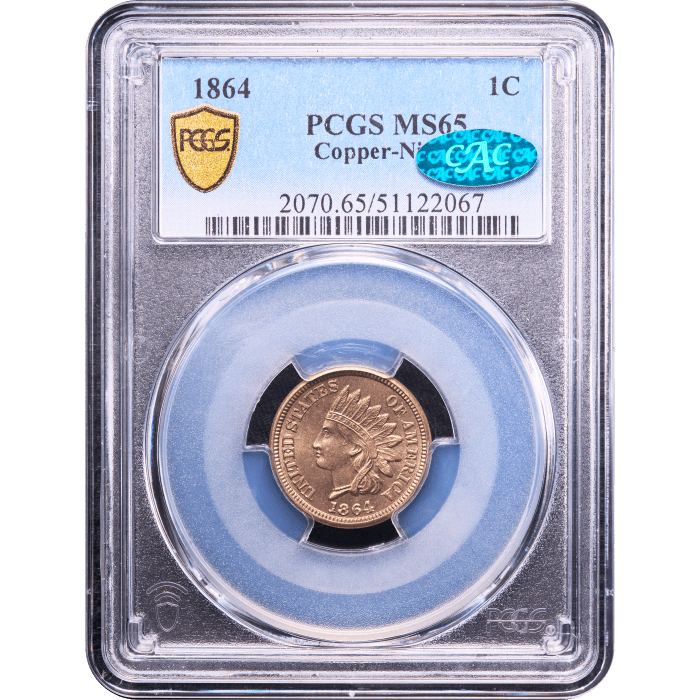 1864 Copper-Nickel Indian Cent (1c) Obverse Slab Image