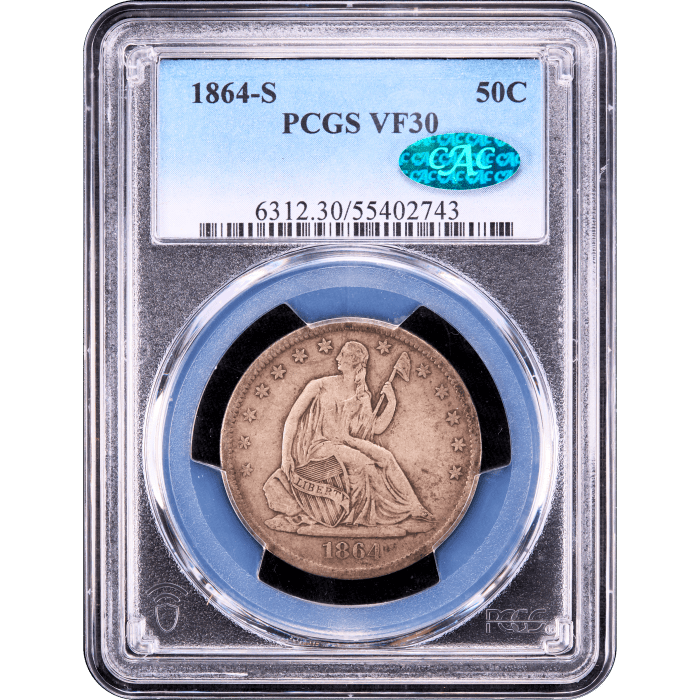 1864-S Seated Liberty Half Dollar (50c) Obverse Slab Image