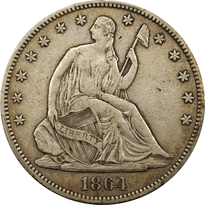 1864 Seated Liberty Half Dollar (50c) OBVERSE Image