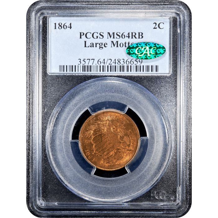 1864 Two Cents (2c) Large Motto Obverse Slab Image