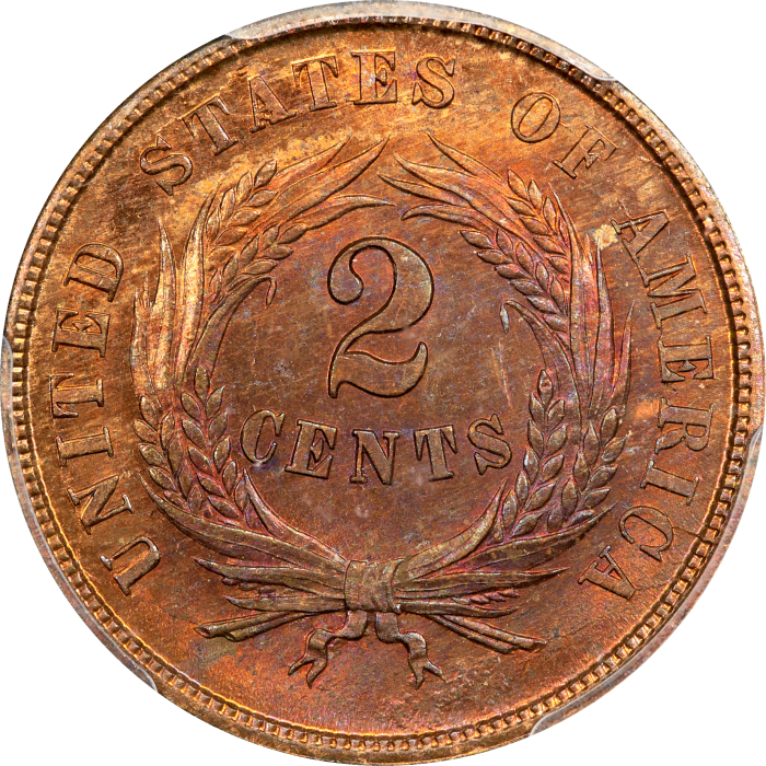 1864 Two Cents (2c) Large Motto Reverse Image