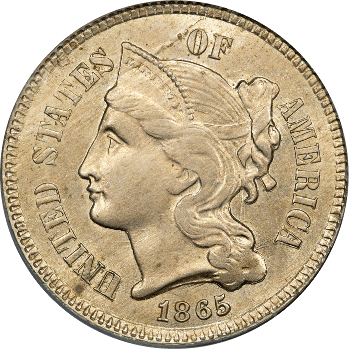 1865 Three Cent Nickel (3CN) OGH Obverse Image