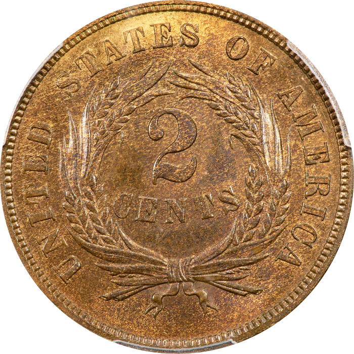 1867 Doubled Die Two Cents (2c) Reverse Image