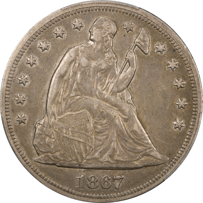 1867 Seated Liberty Dollar ($1) Obverse Image
