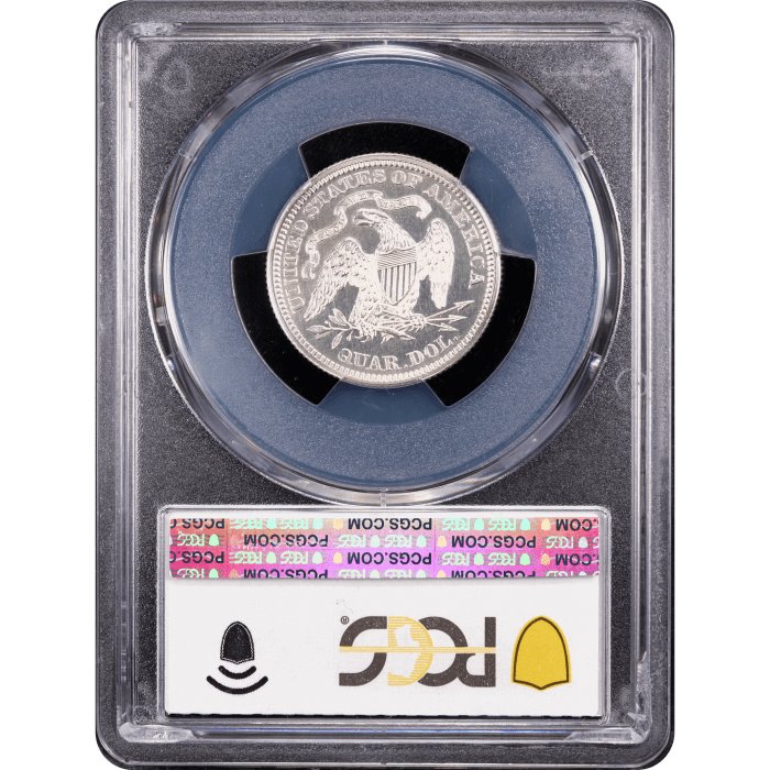 1867 Seated Liberty Quarter (25c) Reverse Slab Image