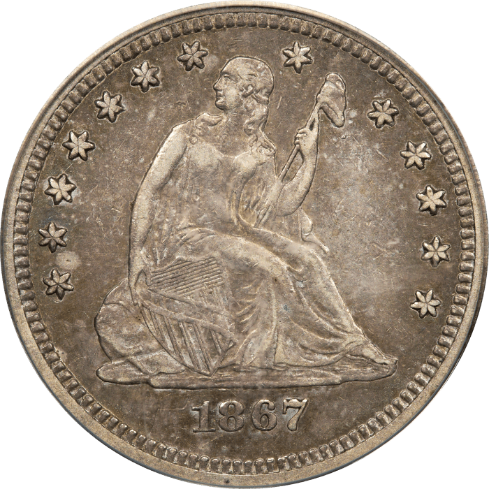 1867 Seated Liberty Quarter (25c) Obverse Image