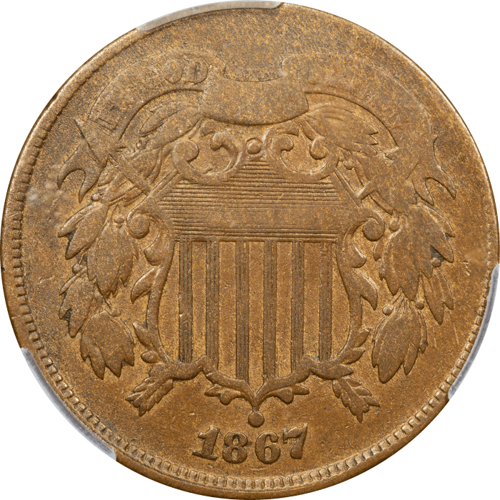 1867 Two Cents (2c) Doubled Die Obverse Image