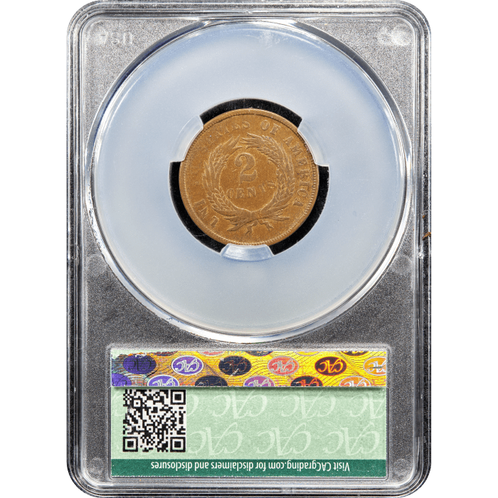 1867 Two Cents (2c) Doubled Die Reverse Slab Image