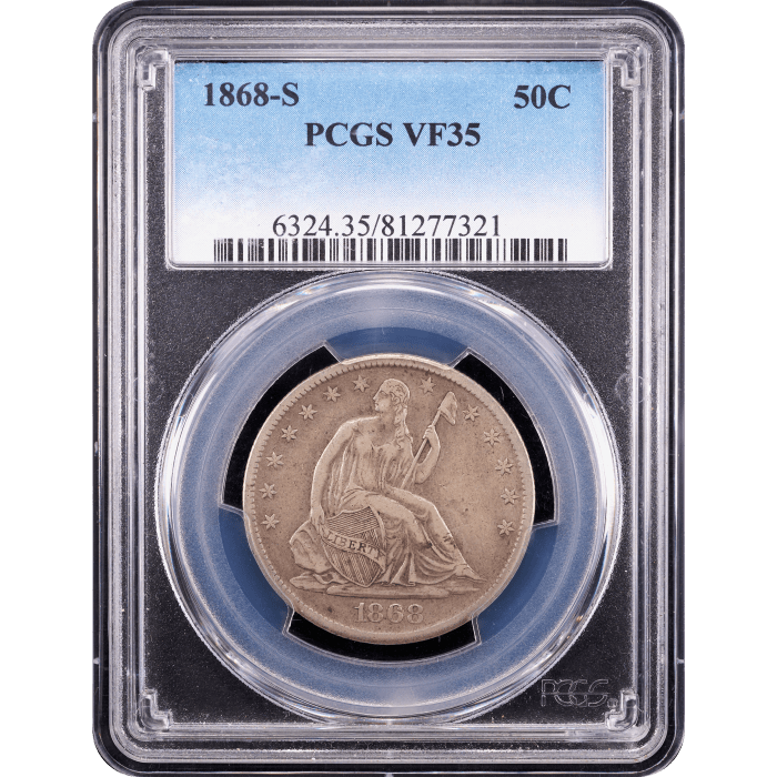 1868-S Seated Liberty Half Dollar (50c) Obverse Slab Image