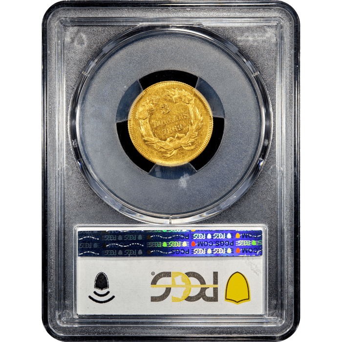 1869 Gold Three Dollar ($3) Reverse Slab Image