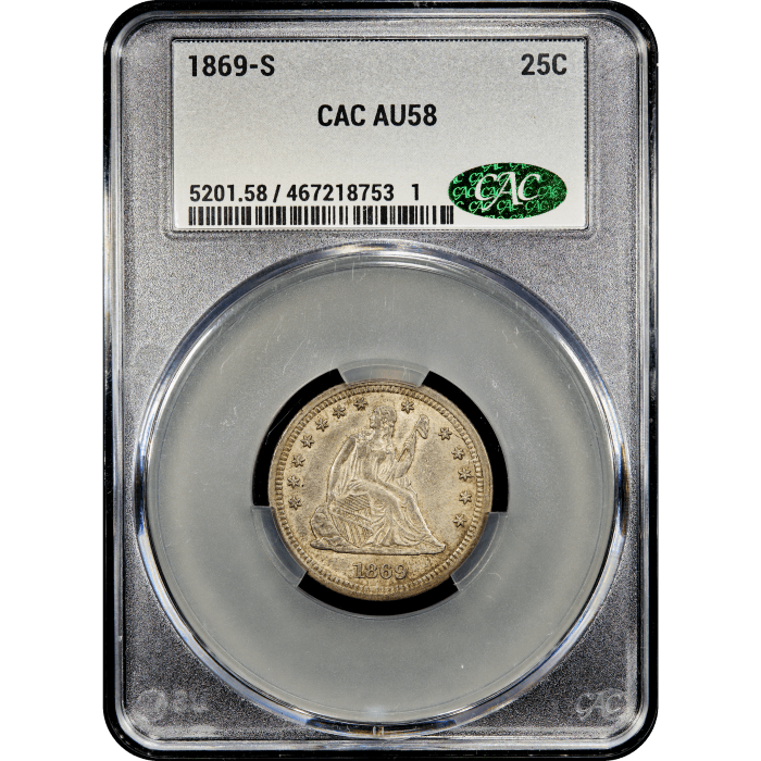 1869-S Seated Liberty Quarter (25c) SLAB Image