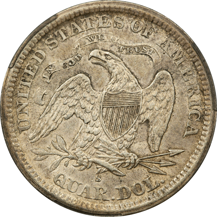1869-S Seated Liberty Quarter (25c) REVERSE Image