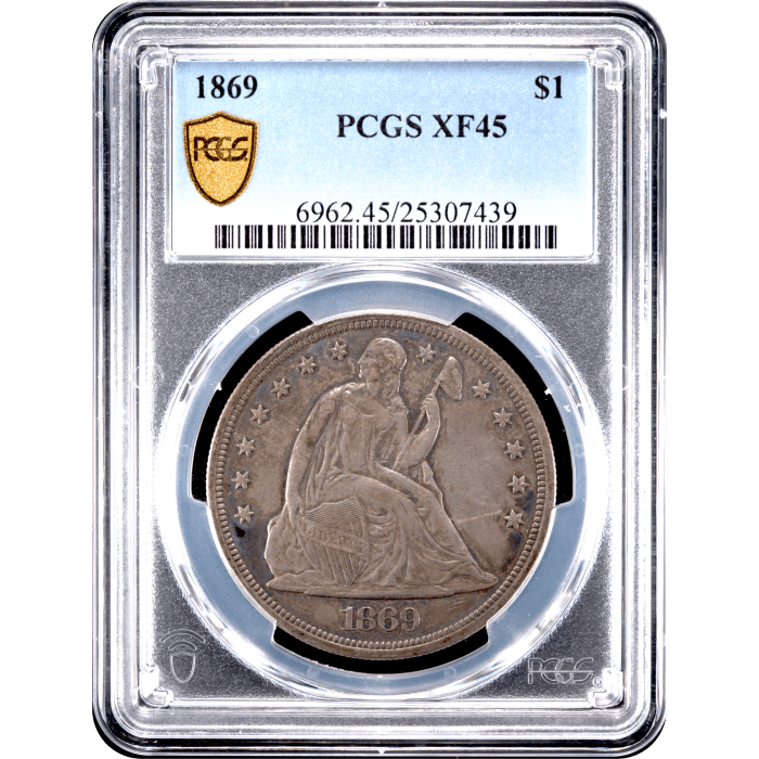 1869 Seated Liberty Dollar ($1) Obverse Slab Image