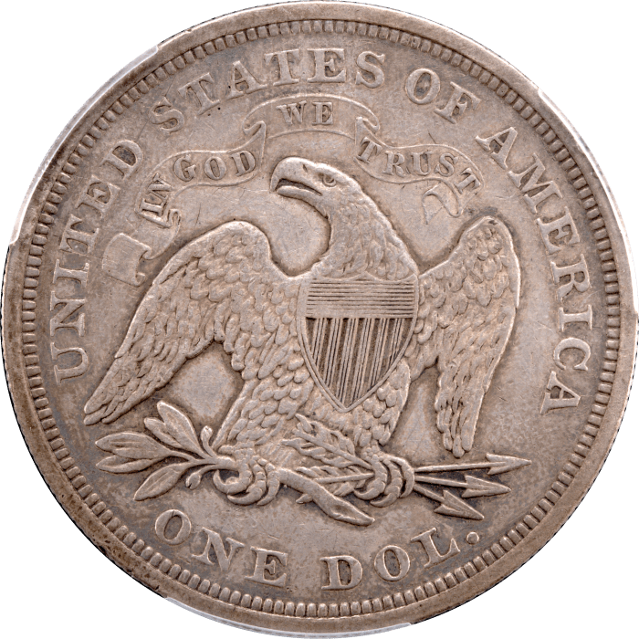 1869 Seated Liberty Dollar ($1) Reverse Image