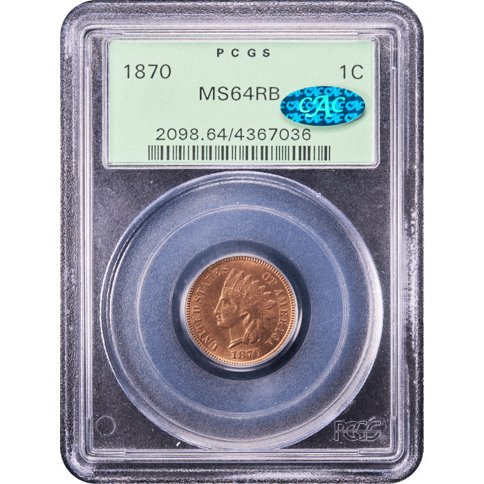 1870 Indian Cent (1c) OGH Obverse Slab Image