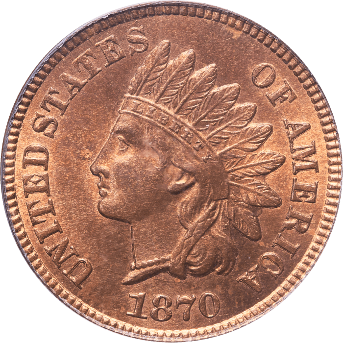 1870 Indian Cent (1c) OGH Obverse Image
