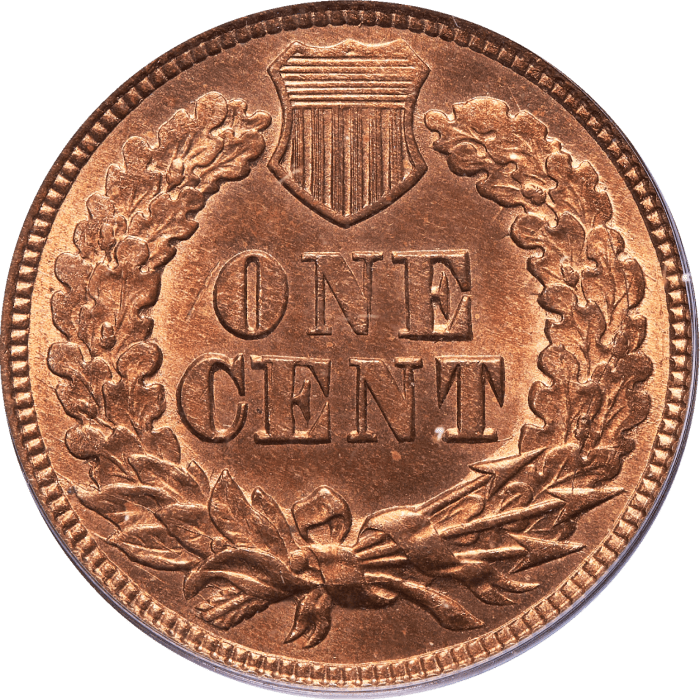 1870 Indian Cent (1c) OGH Reverse Image