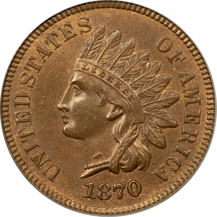 1870 Indian Cent (1c) Obverse Image