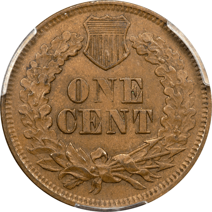 1870 Indian Cent (1c) Shallow N FS-901 Reverse Image