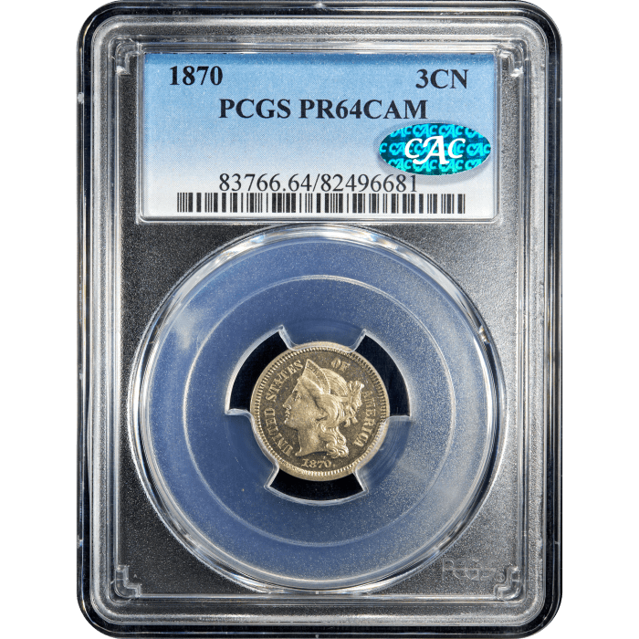 1870 Three Cent Nickel (3CN) Obverse Slab Image