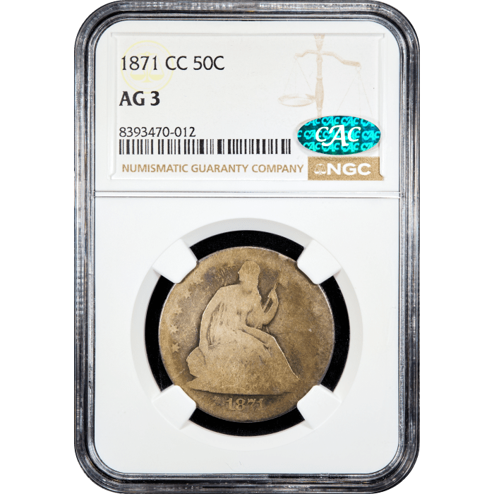 1871-CC Seated Liberty Half Dollar (50c) Obverse Slab Image