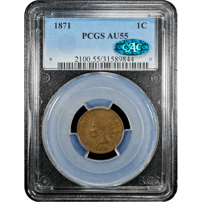 1871 Indian Cent (1c) SLAB Image