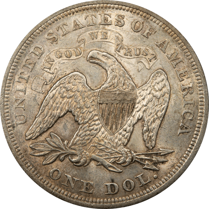 1871 Seated Liberty Dollar ($1) Reverse Image