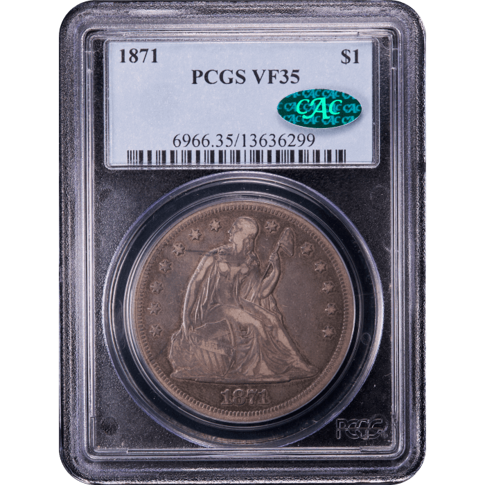 1871 Seated Liberty Dollar ($1) Obverse Slab Image