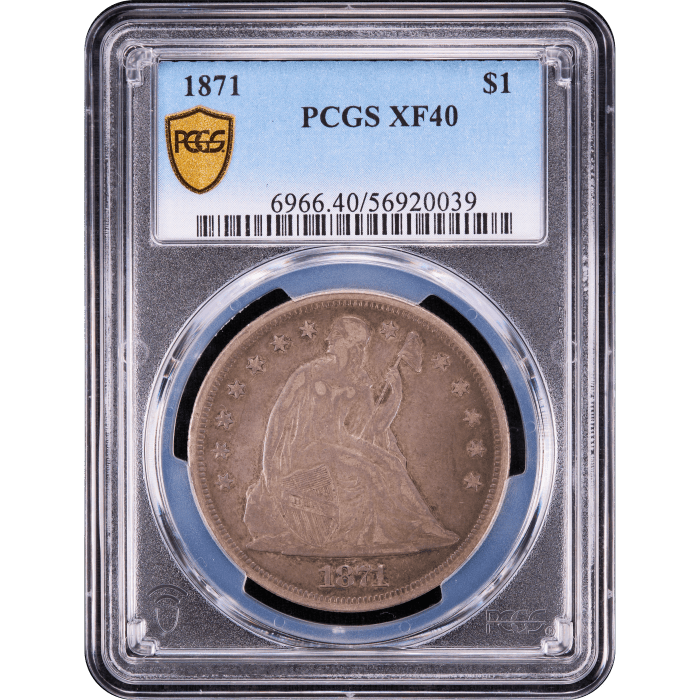 1871 Seated Liberty Dollar ($1) Obverse Slab Image