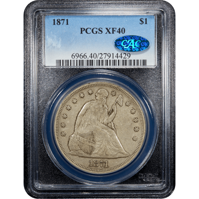1871 Seated Liberty Dollar ($1) Obverse Slab Image