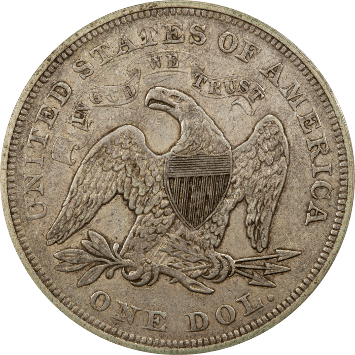 1871 Seated Liberty Dollar ($1) Reverse Image