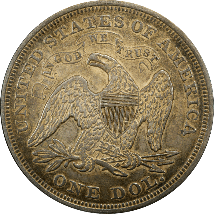 1871 Seated Liberty Dollar ($1) REVERSE Image