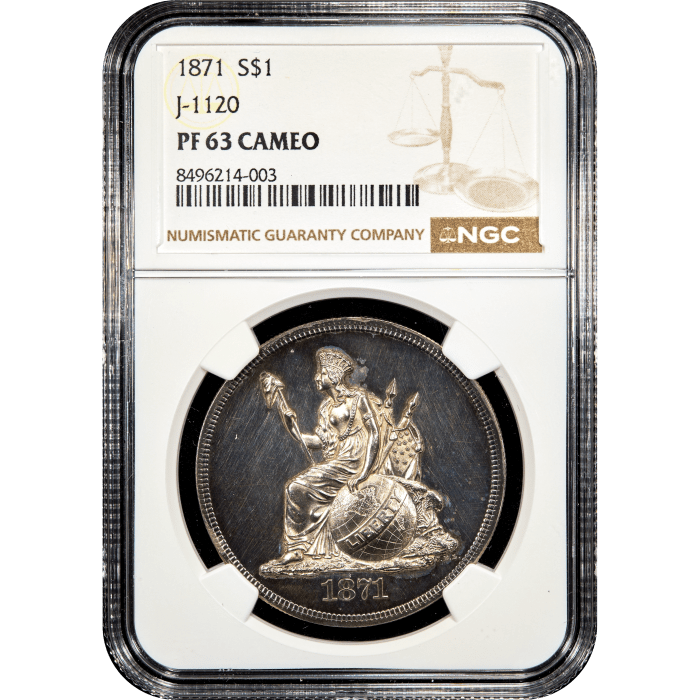 1871 Standard Silver Pattern Dollar ($1) J-1120 Obverse Slab Image